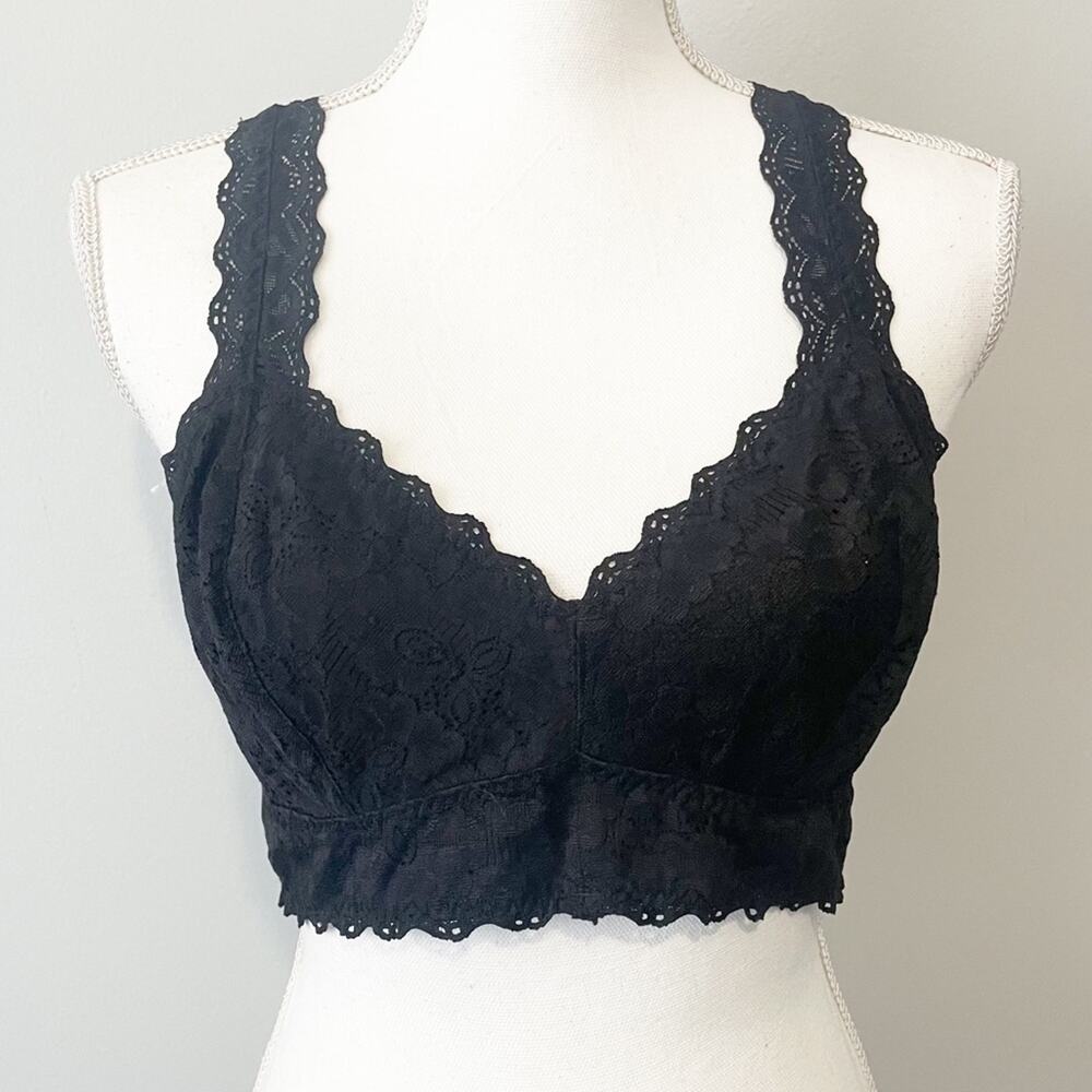 Felina Intimate black lace bralette crop top racerback size large
